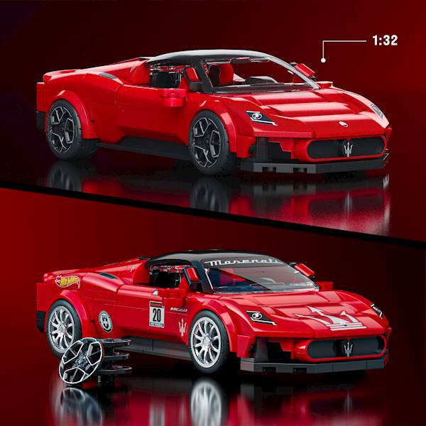 Mattel Brick Shop Hot Wheels Speed Series – Maserati MC20 1:32 + metalowy model 1:64 | JFR90