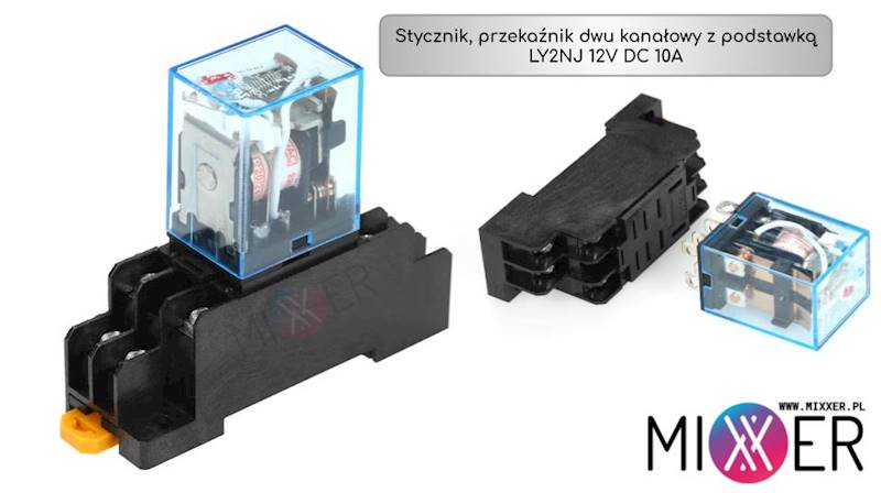 Stycznik/Przekaźnik 12V DC/10A z podstawką Art. 00077