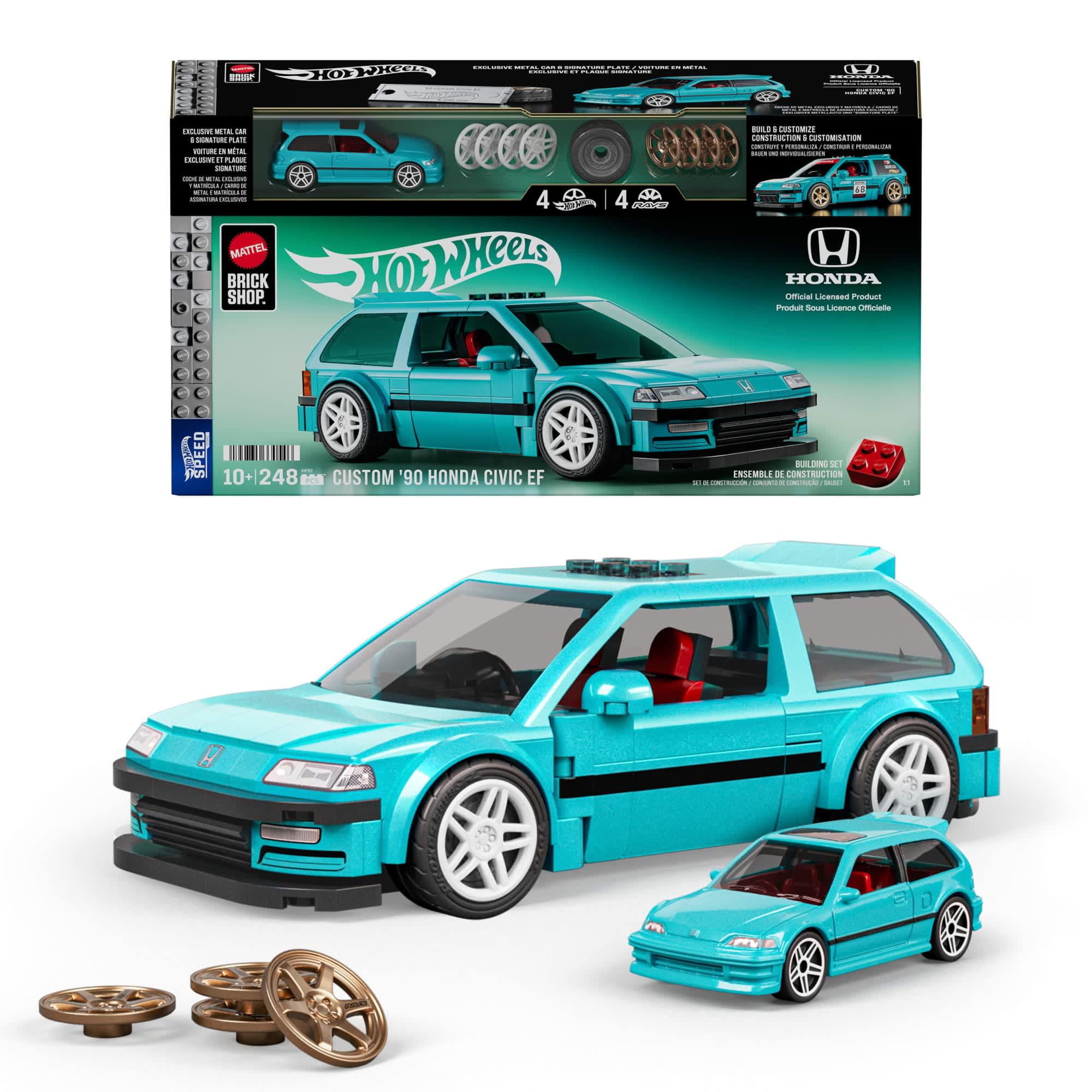 Mattel Brick Shop Hot Wheels Custom '90 Honda Civic EF Building Set Art.  JHF62