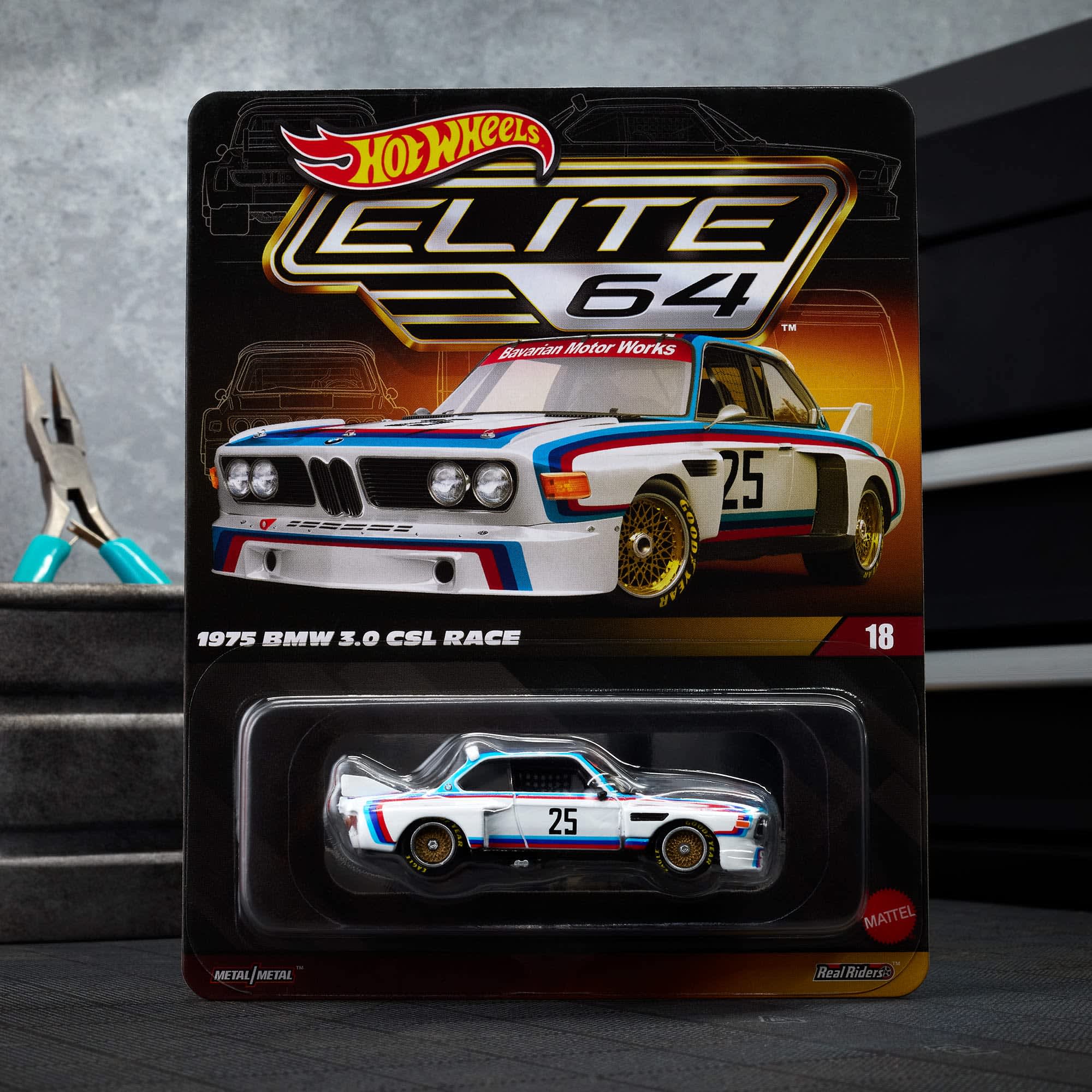 Mattel Hot Wheels Elite 64 1975 BMW 3.0 CSL Race 1:64 JCP42