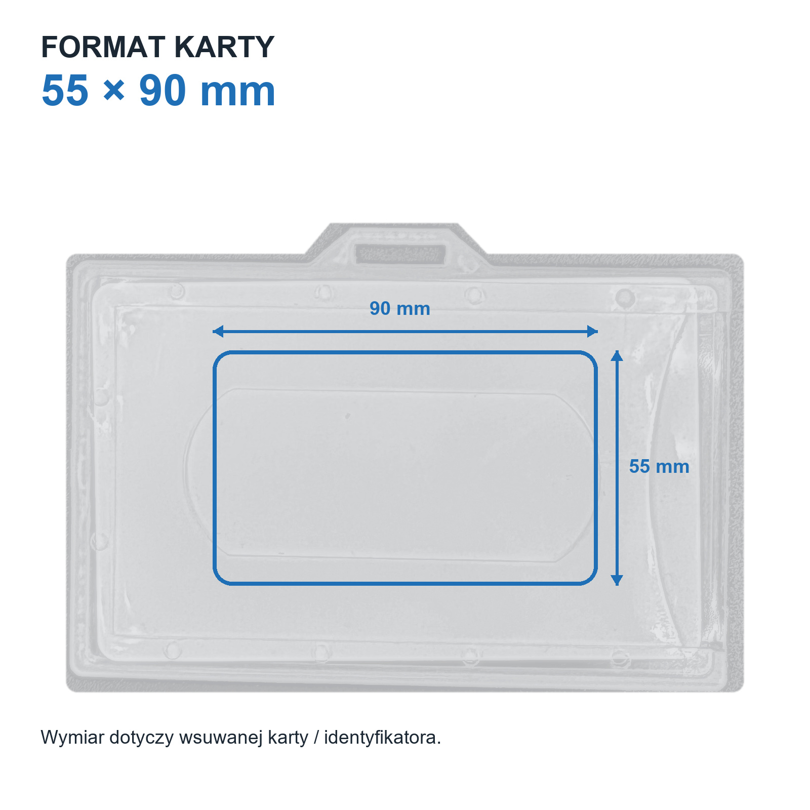 Holder na kartę / identyfikator 55×90 mm, przezroczysty, twardy Art. 00308