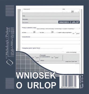 Druk Urlopowy Wniosek o urlop 2/3 A5 513-4
