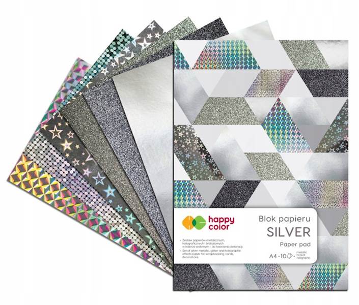 Blok Dekoracyjny Silver A4 10k 150-230g HAPPY COLOR
