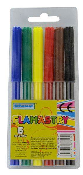 Pisaki Flamastry 6 kolorów SCHEMAT