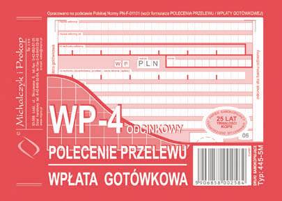 Druk Polecenie przelewu 4-odcinkowe WP-4 A6 445-5M