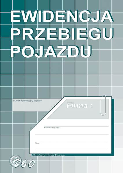 Druk Ewidencja przebiegu pojazdu dla VAT A5 V60