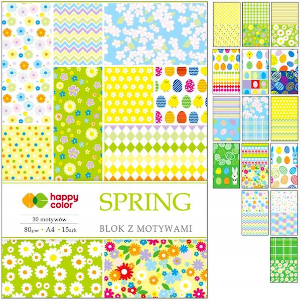 Blok Dekoracyjny z motywami Spring A4 15k 80g HAPPY COLOR