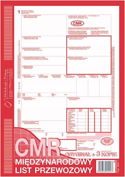 Druk CMR Międzynarodowy List Przewozowy 1+3 Numerowany 800-1N