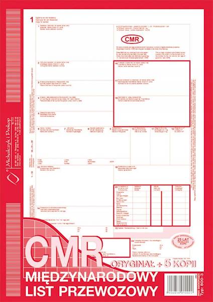 Druk CMR Międzynarodowy List Przewozowy 1+5 Numerowany 800-3N