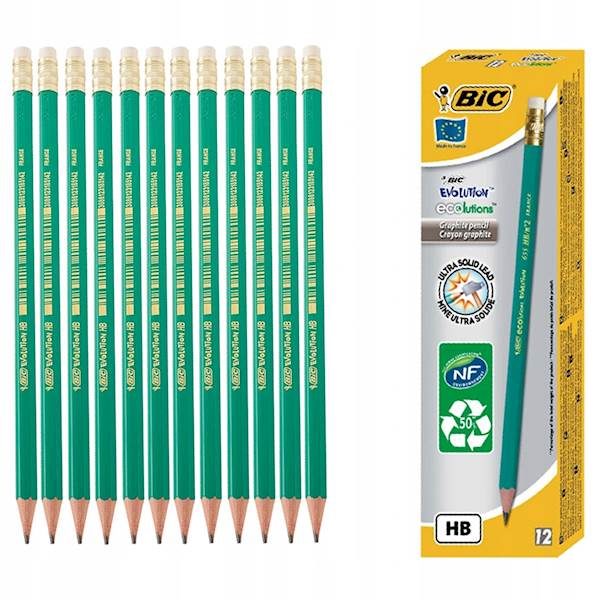 Ołówek HB z gumką 12szt BIC Evolution
