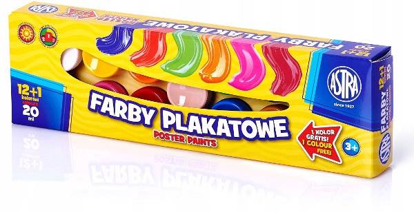Farby Plakatowe 12 kolorów 20ml ASTRA
