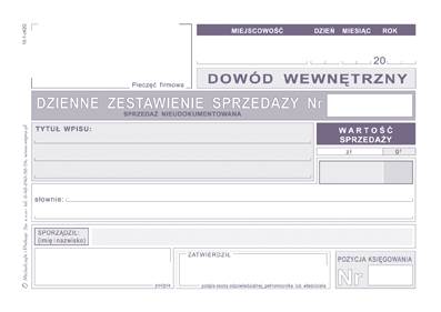 Druk Dzienne Zestawienie Sprzedaży Nieudokumentowanej A6 K15
