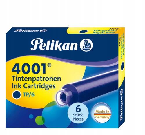 Naboje do piór niebieskie 6szt krótkie PELIKAN