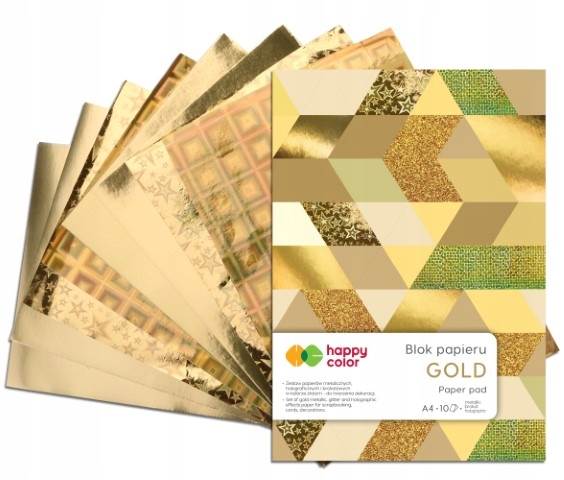 Blok Dekoracyjny Gold A4 10k 150g-230g HAPPY COLOR
