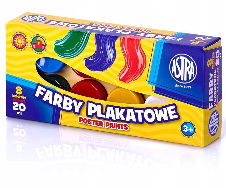 Farby Plakatowe 8 kolorów 20ml ASTRA