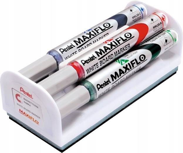 Marker do tablic zestaw 4 kolory + gąbka PENTEL Maxiflo MWL5S-4N