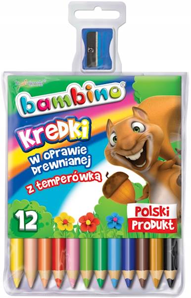 Kredki Ołówkowe Jumbo 12 kolorów + temperówka BAMBINO