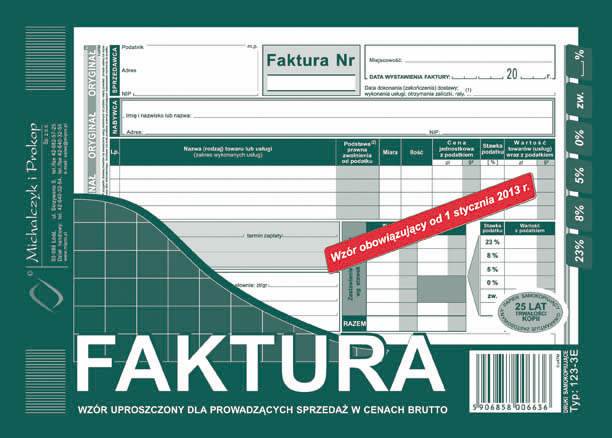 Druk Faktura Vat Brutto 1+1 A5 123-3E