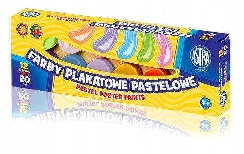 Farby Plakatowe pastelowe 12 kolorów 20ml ASTRA