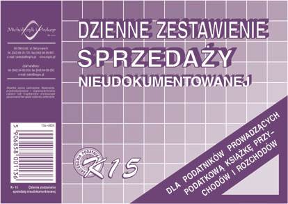 Druk Dzienne Zestawienie Sprzedaży Nieudokumentowanej A6 K15