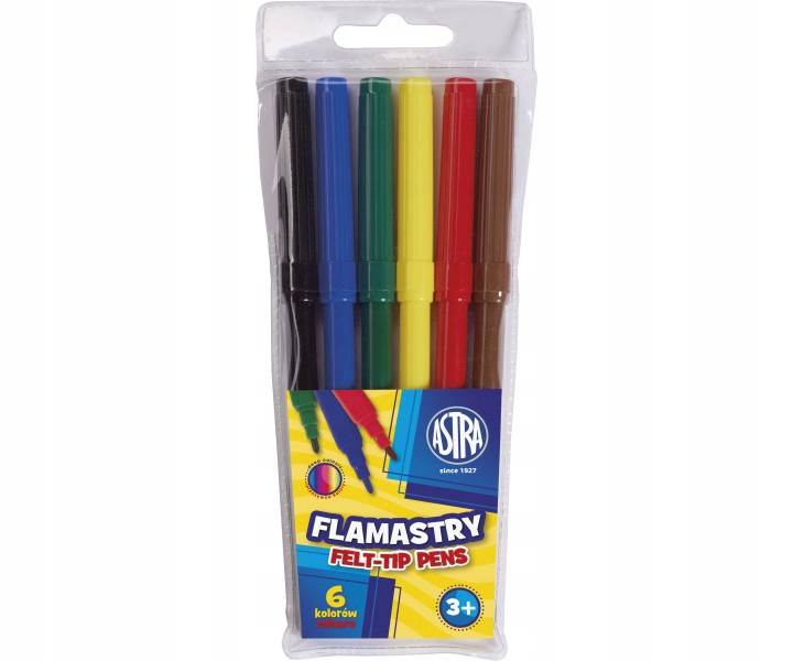 Pisaki Flamastry 6 kolorów ASTRA