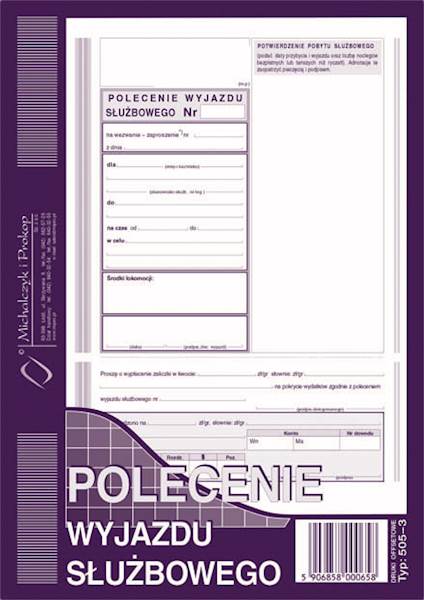 Druk Polecenie wyjazdu służbowego A5 505-3