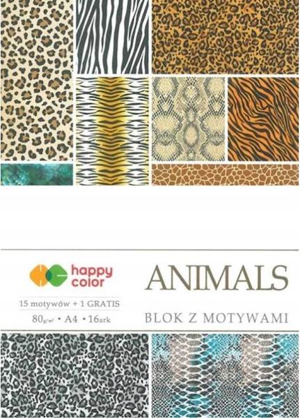 Blok Dekoracyjny z motywami Animals A4 16k 80g HAPPY COLOR