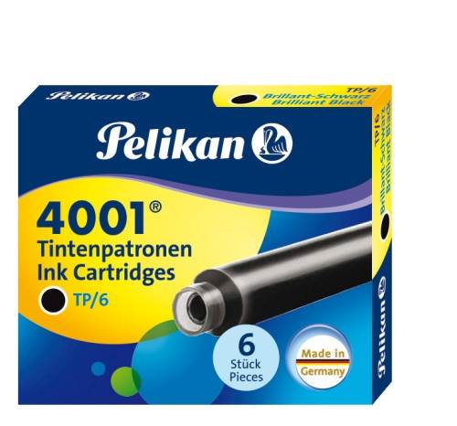 Naboje do piór czarne 6szt krótkie PELIKAN
