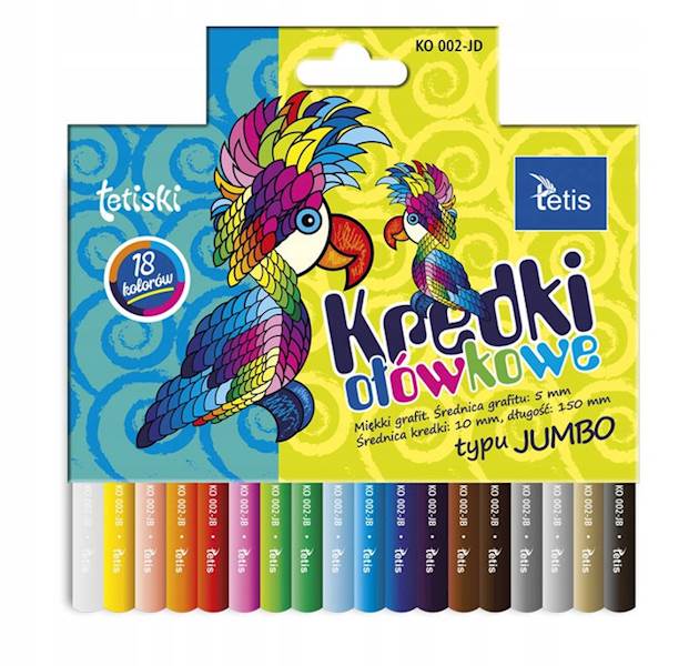 Kredki Ołówkowe Jumbo 18 kolorów TETIS