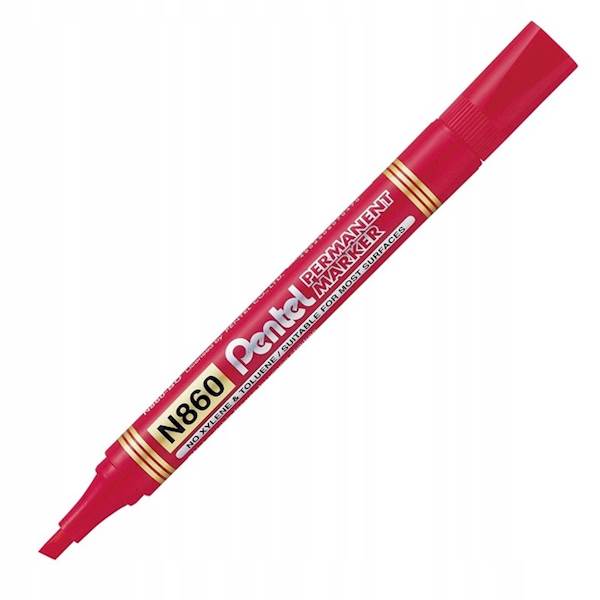 Marker Permanentny czerwony ścięty PENTEL N860