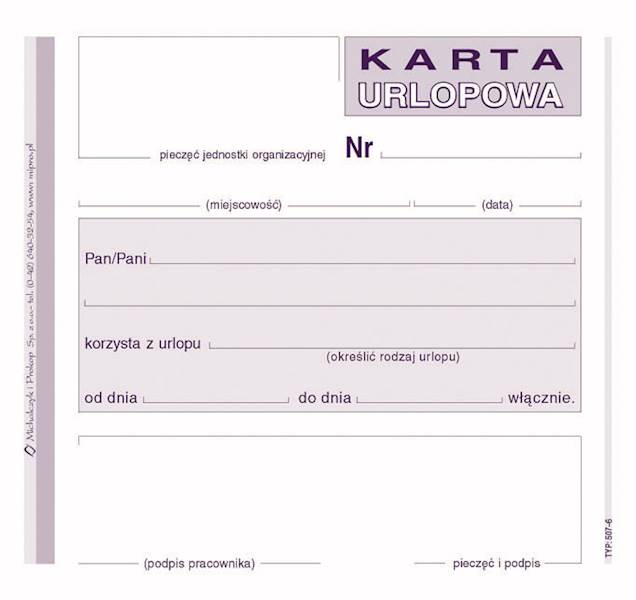 Druk Karta Urlopowa 507-6