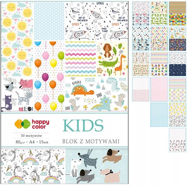 Blok Dekoracyjny z motywami Kids A4 15k 80g HAPPY COLOR