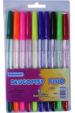 Długopis SCHEMAT kolor fluo zestaw 10 szt