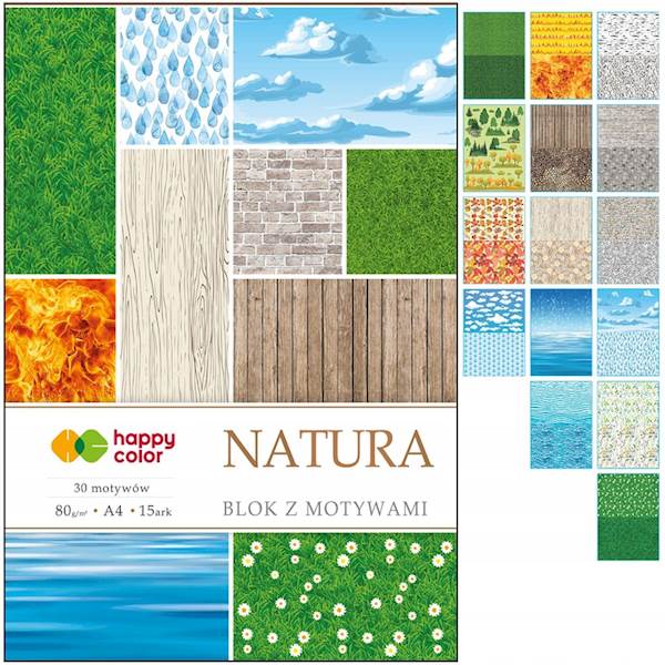 Blok Dekoracyjny z motywami Natura A4 15k 80g HAPPY COLOR
