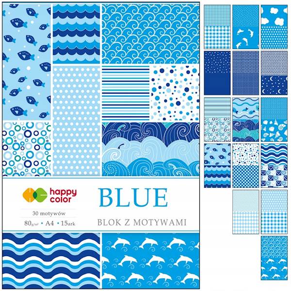 Blok Dekoracyjny z motywami Blue A4 15k 80g HAPPY COLOR
