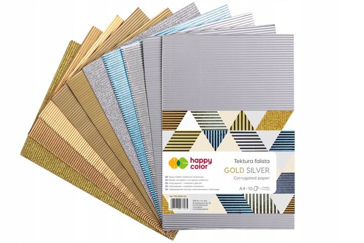 Blok Dekoracyjny Tektura Falista Gold/Silver A4 10k HAPPY COLOR
