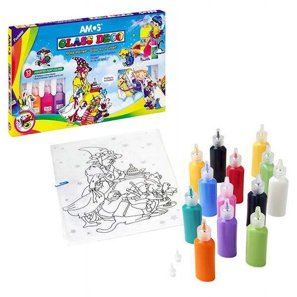 Farby Witrażowe 13 kolorów 22ml AMOS Glass Deco