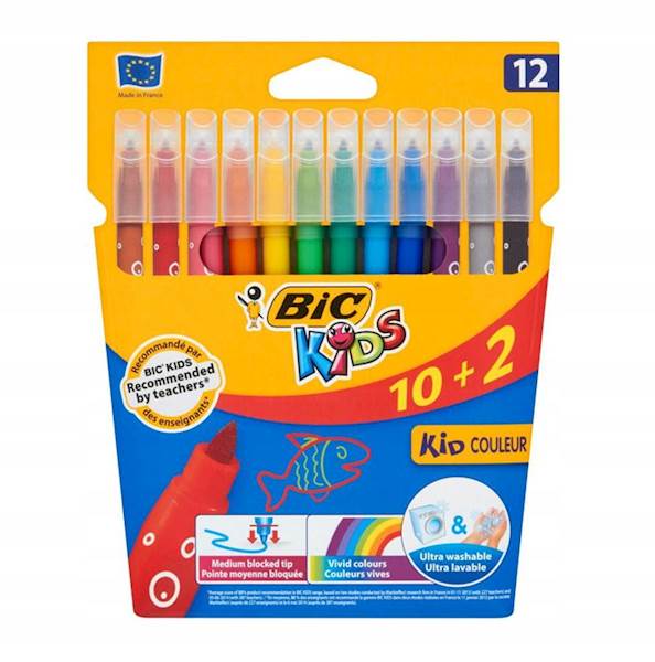 Pisaki Flamastry 10+2 kolory BIC Kid Couleur