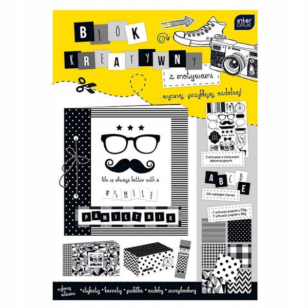 Blok Dekoracyjny Kreatywny z motywami Black&White A4 16k INTERDRUK