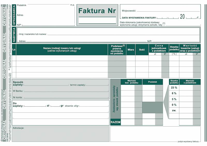 Druk Faktura Vat Brutto 1+1 A5 123-3E