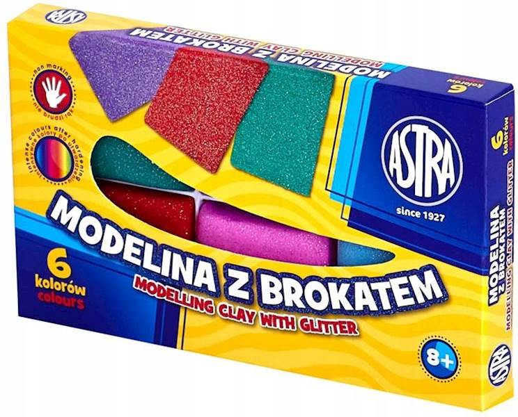Modelina 6 kolorów z brokatem ASTRA