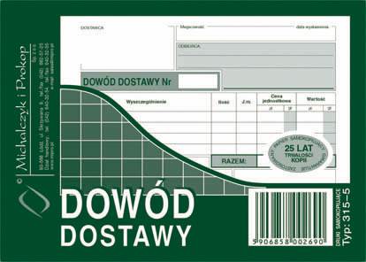 Druk Dowód Dostawy A6 315-5