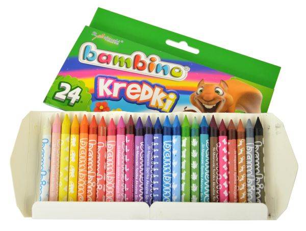 Kredki Świecowe 24 kolory BAMBINO