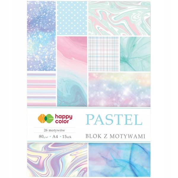 Blok dekoracyjny z motywami Pastel A4 15k HAPPY COLOR