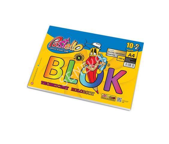 Blok Techniczny kolorowy+złoty+srebrny A4 10k PASTELLO
