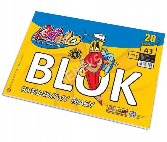 Blok Rysunkowy biały A4 20k PASTELLO