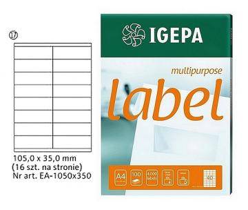 Etykiety samoprzylepne 105x35mm białe A4 100ark IGEPA