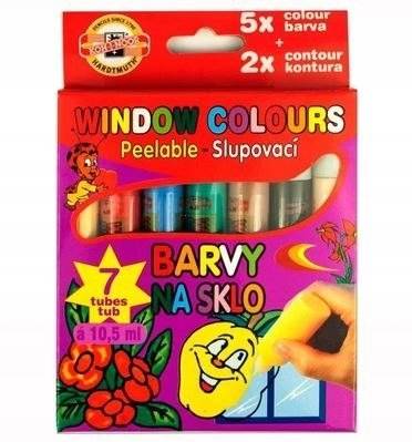 Farby Witrażowe 5 kolorów+2 kontury 10,5ml KOH-I-NOOR