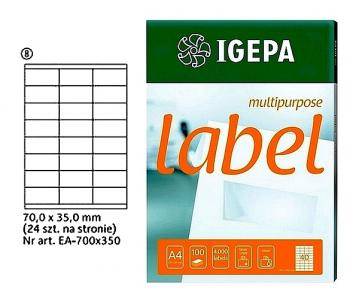 Etykiety samoprzylepne 70x35mm białe A4 100ark IGEPA