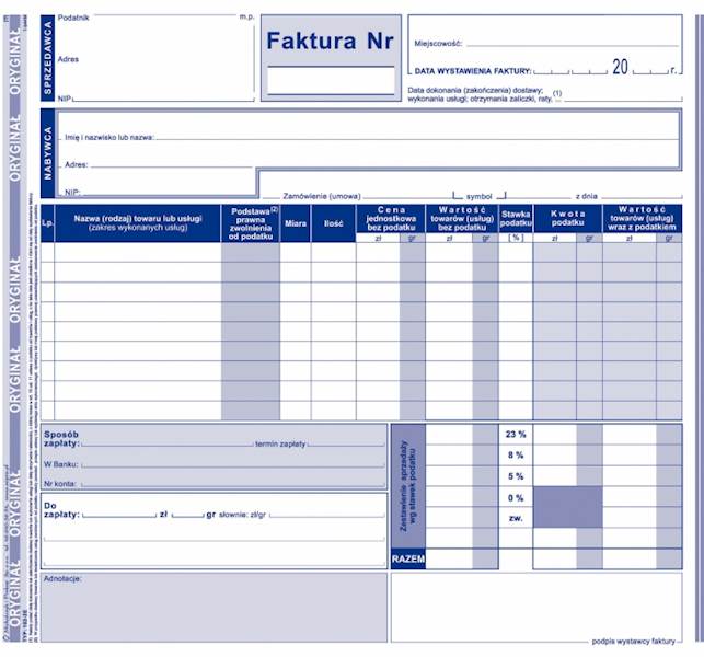 Druk Faktura VAT netto 2/3 A4 1+1 102-2E